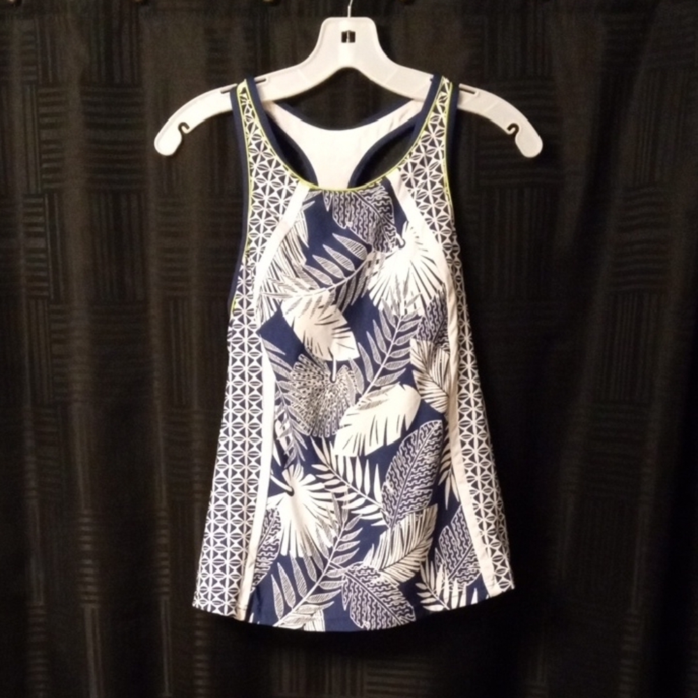 White and Blue Swim Top